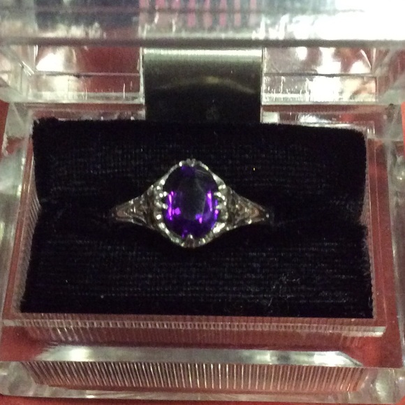 Jewelry - Vintage Style Sterling .925 Amethyst Filigree Ring